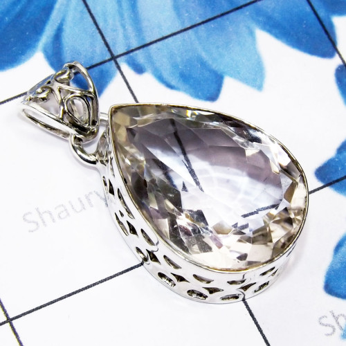 Crystal Quartz B - SD699-Sterling 925 Silver Crystal Quartz Handmade Fancy Pendant Crystal Quartz B - SD699-Sterling 925 Silver Crystal Quartz Handmade Fancy Pendant