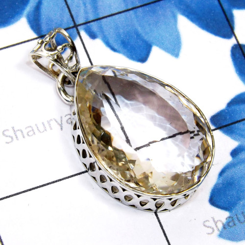Crystal Quartz C - SD699-Sterling 925 Silver Crystal Quartz Handmade Fancy Pendant Crystal Quartz C - SD699-Sterling 925 Silver Crystal Quartz Handmade Fancy Pendant
