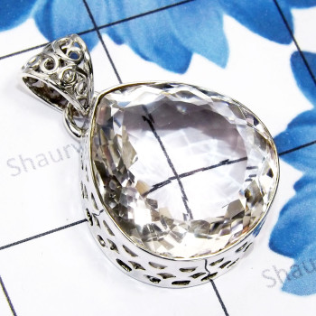 Crystal Quartz O - SD699-Sterling 925 Silver Crystal Quartz Handmade Fancy Pendant Crystal Quartz O - SD699-Sterling 925 Silver Crystal Quartz Handmade Fancy Pendant