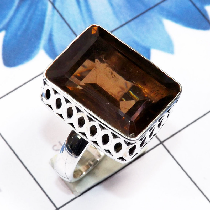 Smokey Quartz D - SDR774-Smokey Quartz 925 Sterling Silver Handmade Wholesale Ring Smokey Quartz D - SDR774-Smokey Quartz 925 Sterling Silver Handmade Wholesale Ring