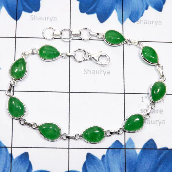 Canadian Green Jade B - SBB921-Green, Pink, Purple Canadian Jade 925 Silver Bezel Bracel Canadian Green Jade B - SBB921-Green, Pink, Purple Canadian Jade 925 Silver Bezel Bracel