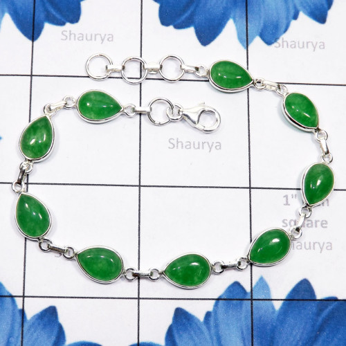 Canadian Green Jade B - SBB921-Green, Pink, Purple Canadian Jade 925 Silver Bezel Bracel Canadian Green Jade B - SBB921-Green, Pink, Purple Canadian Jade 925 Silver Bezel Bracel