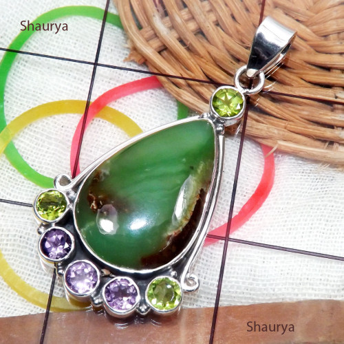 Chrysoprase A - SSP926-Cacoxenite, Black Coral Druzy, Golden Seraphinite, Chryso Chrysoprase A - SSP926-Cacoxenite, Black Coral Druzy, Golden Seraphinite, Chryso