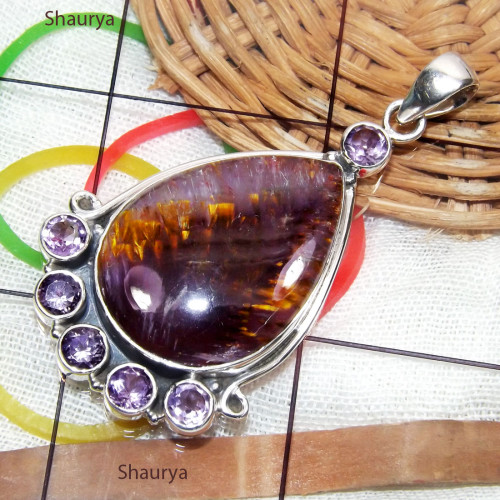 Cacoxenite, Amethyst O - SSP926-Cacoxenite, Black Coral Druzy, Golden Seraphinite, Chryso Cacoxenite, Amethyst O - SSP926-Cacoxenite, Black Coral Druzy, Golden Seraphinite, Chryso
