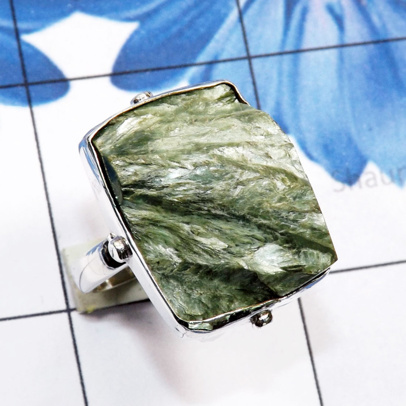 Seraphinite Druzy O - SPH997-Wholesale Seraphinite Druzy 925 Sterling Silver Ring Seraphinite Druzy O - SPH997-Wholesale Seraphinite Druzy 925 Sterling Silver Ring