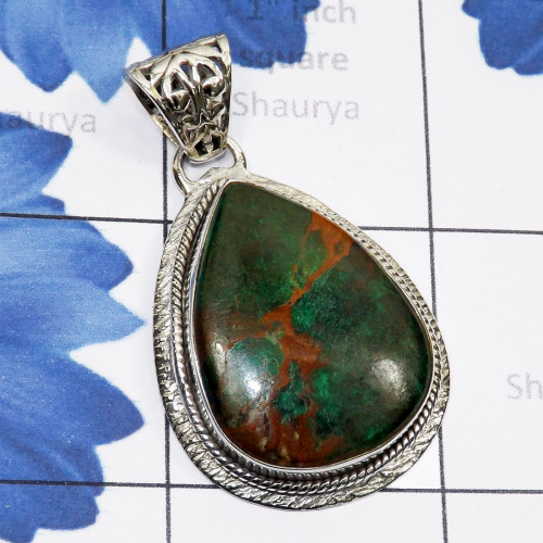 Green Crysocola F - SSP922-Green Pietersite, Green Swiss Opal, Print Stone, Chrysopr