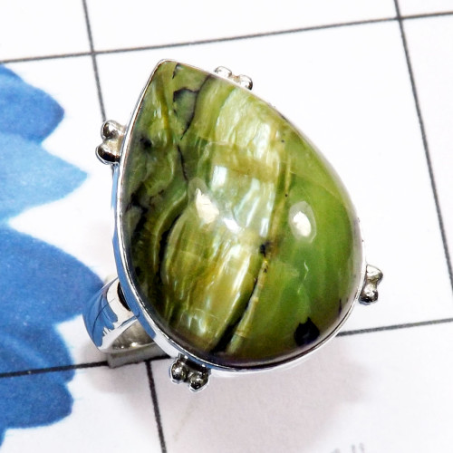 Green Swiss Opal D - PSR869-Green Swiss Opal 925 Sterling Silver Stunning Ring