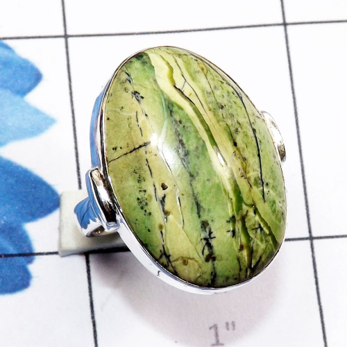 Green Swiss Opal O - PSR869-Green Swiss Opal 925 Sterling Silver Stunning Ring