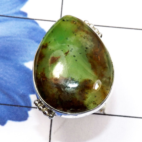 Crysoprase D - PSR866-Green Pietersite Made in 925 Silver Stunning Ring Crysoprase D - PSR866-Green Pietersite Made in 925 Silver Stunning Ring
