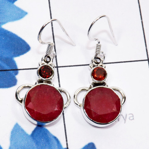 Pink Ruby Corundum, Garnet A - SDE798-Lightweight Sterling Silver Semiprecious Gemstone Fancy E Pink Ruby Corundum, Garnet A - SDE798-Lightweight Sterling Silver Semiprecious Gemstone Fancy E