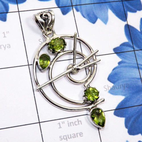 Peridot cut D - CMJ926-925 Sterling Silver Semiprecious Gemstone Designer Pendan Peridot cut D - CMJ926-925 Sterling Silver Semiprecious Gemstone Designer Pendan
