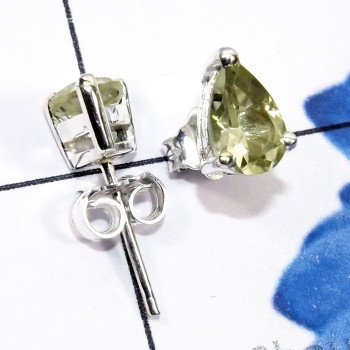 Green Amethyst B - SSE971-5x8mm Pear Drop Semiprecious Gemstone 925 Silver Handmade