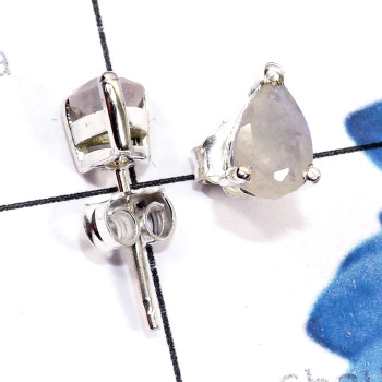 Rainbow Moonstone Cut D - SSE971-5x8mm Pear Drop Semiprecious Gemstone 925 Silver Handmade