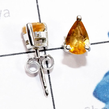 Citrine E - SSE971-5x8mm Pear Drop Semiprecious Gemstone 925 Silver Handmade