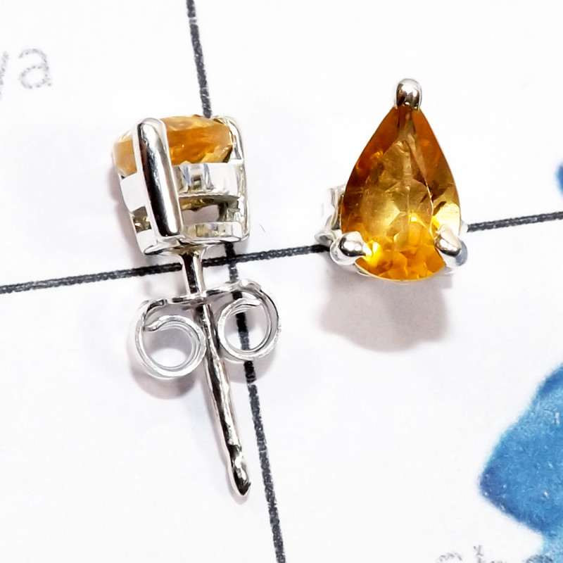 Citrine E - SSE971-5x8mm Pear Drop Semiprecious Gemstone 925 Silver Handmade Citrine E - SSE971-5x8mm Pear Drop Semiprecious Gemstone 925 Silver Handmade
