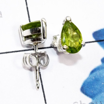 Peridot cut O - SSE971-5x8mm Pear Drop Semiprecious Gemstone 925 Silver Handmade