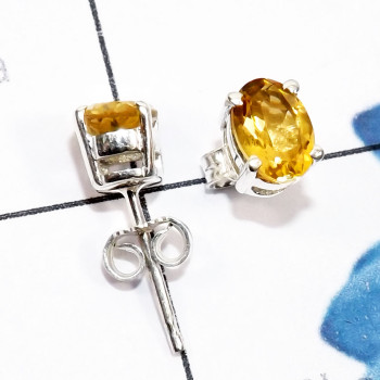 Citrine Cut O - SSE970-5x7mm Oval Genuine Faceted Gemstone Sterling 925 Silver P