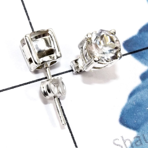 Crystal D - SSE969-6mm Round Faceted Semiprecious Gemstone 925 Sterling Silv