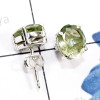 Green Amethyst Cut D - SSE968-7x9mm Oval 925 Silver Handmade Prong Setting Stud Earring