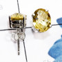 Lemon Quartz E - SSE968-7x9mm Oval 925 Silver Handmade Prong Setting Stud Earring
