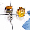 Citrine cut F - SSE968-7x9mm Oval 925 Silver Handmade Prong Setting Stud Earring