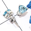 Blue Topaz O - SSE963-7mm Triangle 925 Sterling Silver Faceted Gemstone Stud Ea