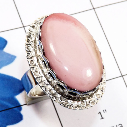 Pink Opal B - SDR768-Natural Gemstone 925 Sterling Silver Handmade Designer Ri