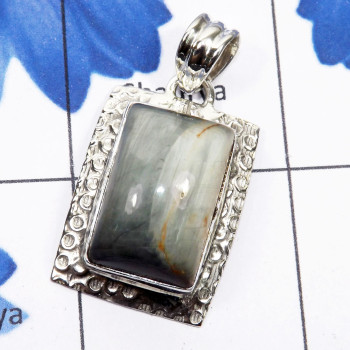Cats Eye A - SSP914-Wholesale 925 Silver Genuine Gemstone Handmade Pendant