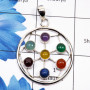 Chakra Stone B - CHP990-Seven Multi Cab Chakra Stone 925 Sterling Silver Pendant