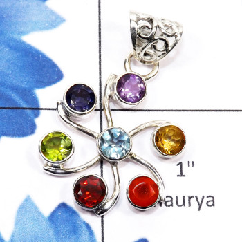 Chakra Stone O - CHP989-925 Silver Manufacturer Seven Color Gemstone Chakra Penda