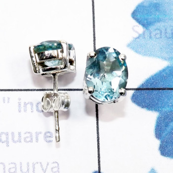 Blue Topaz D - SSE962-7X9mm Oval Faceted Gemstone 925 Sterling Silver Wholesale