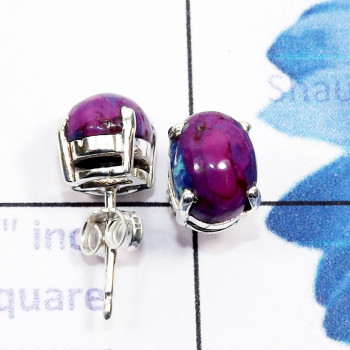 Purple Turquoise B - SSE961-7x9mm Oval Multi Cabochon Gemstone 925 Silver Handmade Wh