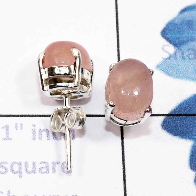 Rose Quartz C - SSE961-7x9mm Oval Multi Cabochon Gemstone 925 Silver Handmade Wh Rose Quartz C - SSE961-7x9mm Oval Multi Cabochon Gemstone 925 Silver Handmade Wh