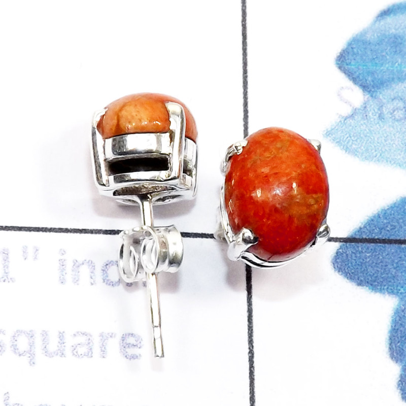Sponge Coral E - SSE961-7x9mm Oval Multi Cabochon Gemstone 925 Silver Handmade Wh Sponge Coral E - SSE961-7x9mm Oval Multi Cabochon Gemstone 925 Silver Handmade Wh