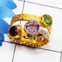 Multi Cut Gemstone O - STR944-Genuine Multi Gemstone 925 Silver Gold Rhodium Plated Two