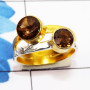Smokey Cut C - STR943-Gold Rhodium Plated 925 Sterling Silver Semiprecious Gems