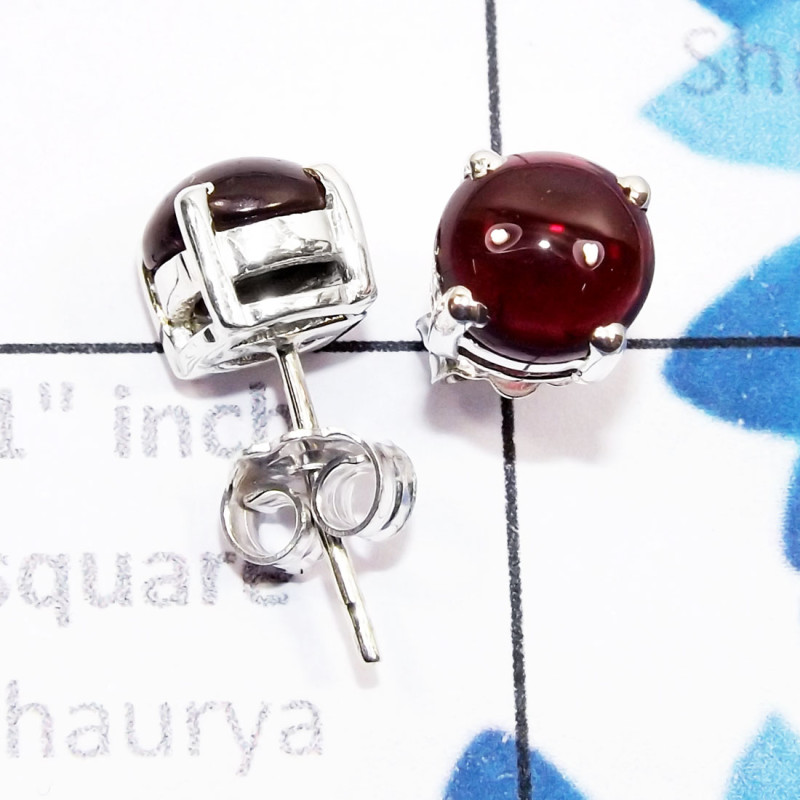 Garnet Cab A - SSE958-6mm Round Genuine Cab Gemstone 925 Sterling Silver Wholes Garnet Cab A - SSE958-6mm Round Genuine Cab Gemstone 925 Sterling Silver Wholes