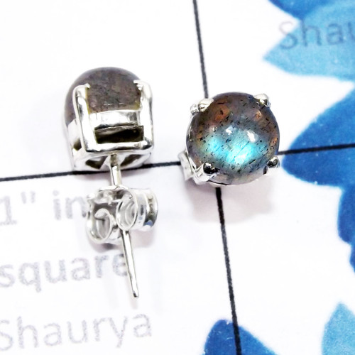 Labradorite Cab C - SSE958-6mm Round Genuine Cab Gemstone 925 Sterling Silver Wholes