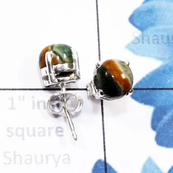 Ocean Jasper D - SSE958-6mm Round Genuine Cab Gemstone 925 Sterling Silver Wholes Ocean Jasper D - SSE958-6mm Round Genuine Cab Gemstone 925 Sterling Silver Wholes