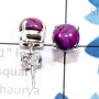 Purple Turquoise G - SSE958-6mm Round Genuine Cab Gemstone 925 Sterling Silver Wholes