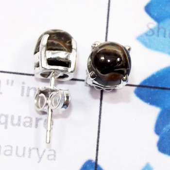 Turtella Jasper I - SSE958-6mm Round Genuine Cab Gemstone 925 Sterling Silver Wholes