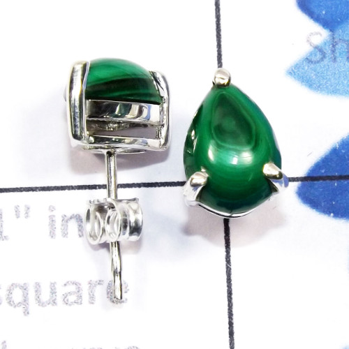 Malachite F - SSE957-7x10mm Pear Drop Cab Multi Gemstone 925 Silver Lightweigh