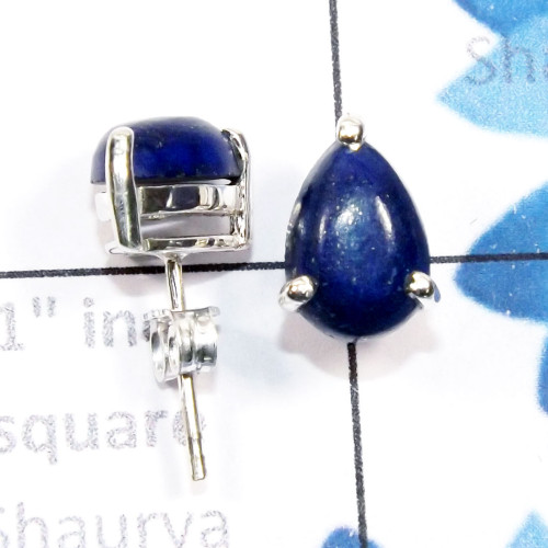 Lapis H - SSE957-7x10mm Pear Drop Cab Multi Gemstone 925 Silver Lightweigh