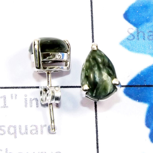 Seraphinite J - SSE957-7x10mm Pear Drop Cab Multi Gemstone 925 Silver Lightweigh
