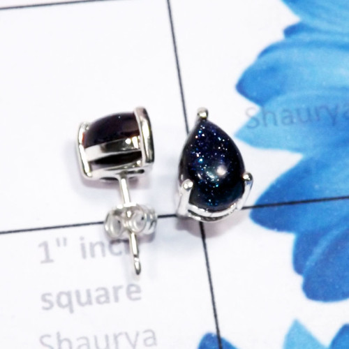 Blue Sand Stone P - SSE957-7x10mm Pear Drop Cab Multi Gemstone 925 Silver Lightweigh