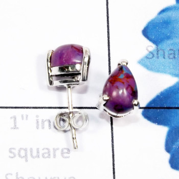 Purple Turquoise I - SSE956-5x8mm Pear Drop 925 Sterling Silver Cab Genuine Gemstone