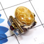 Fossil Coral B - STR942-Semiprecious Cab Gemstone 925 Sterling Silver with Brass