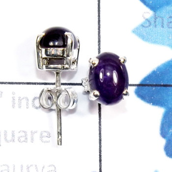 Amethyst Cab B - SSE955-5x7mm Oval 925 Sterling Silver Genuine Gemstone Wholesale