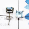 Blue Topaz B - SSE954-6mm Square 925 Sterling Silver Faceted Gemstone Stud Earr