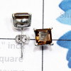 Smokey Cut E - SSE954-6mm Square 925 Sterling Silver Faceted Gemstone Stud Earr